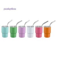 Mini Tumbler Shot Glass có ống hút Thăng hoa hai lớp Kim loại Kính bắn dễ thương Bộ 3oz có nắp đậy Dễ dàng lắp đặt Dễ dàng sử dụng