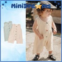 MiniDreams Bodysuit áo liền quần sát nách Romper vải xô chất liệu thấm hút mát mẻ cho bé trai bé gái