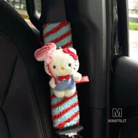 Minifrut] Kawaii Hello Kitty Sang Trọng Dây An Toàn Ô Tô Sanrio KT Cat Tự Động Dây An Toàn Bảo Vệ Vai Miếng Lót Nội Thất Ô Tô MỚI