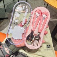 Minifrut] Sanrio Hello Kitty Muỗng Nĩa Cinnamoroll Kuromi Bộ Đồ Ăn Inox Bộ Đồ Ăn Di Động Anime Flatware Có Hộp MỚI