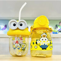 Miniso MINISO Cao Cấp Hoa minions minions Dễ Thương In Dây Đeo Di Động Cốc Nhựa Có Nắp Pop Rơm Cốc