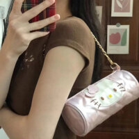 Miniso Y2K HelloKitty xi lanh cô gái túi Kawaii Kitty Mèo Vai Túi kim loại dây đeo dây chuyền Nhật Bản phong cách túi xách túi màu hồng cho phụ nữ