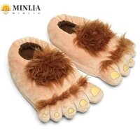 Minlia 1 Cặp Dép Ấm Áp Phiêu Lưu Lông Thú, Đế Chân Lông Savage Sang Trọng Dép, Thời Trang Chân Lớn Người Hobbit Tóc Dài Hoang Dã Dép Sang Trọng Giày Trong Nhà