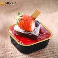 Minlia 50 Chiếc Cốc Bánh Cupcake Giấy Nhôm, Hộp Muffin Thiếc Dùng Một Lần Vuông / Tròn, Mini Chịu Nhiệt Có Nắp Hộp Đựng Món Tráng Miệng Dã Ngoại
