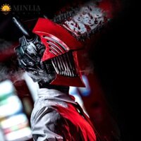 Minlia Anime Cosplay Mặt nạ Saw Mũ bảo hiểm cao su Mô phỏng cho nữ Đồ chơi lừa Halloween Đạo cụ Phụ kiện Sáng tạo Denji Pochita Head Cover