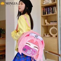 Minlia Naruto Pink Itabag, Ba lô Haruno Sakura phong cách Nhật Bản dung tích lớn, Túi ngoại vi Anime Kawaii Phim hoạt hình trong suốt Túi đeo chéo sang trọng hàng ngày