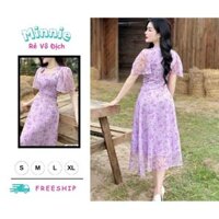 🍀MINNIE🍀 🛍Đầm váy nữ 🛍Đầm voan hoa tay bèo dáng xoè 2 lớp phong cách tiểu thư