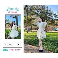 🍀MINNIE🍀 🛍Đầm Váy Nữ🛍 Đầm thời trang nữ mặc đi chơi chất voan tơ cánh dơi đính cườm eo váy xoè