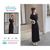 🍀MINNIE🍀 🛍Đầm Váy Nữ🛍  Đầm maxi thời trang nữ chất thun gân tay ngắn cổ tròn váy đuôi cá dài thiết kế xinh xắn nữ tí