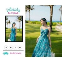 🍀MINNIE🍀 🛍Đầm váy nữ 🛍Đầm maxi voan hoa kèm băng đô tiểu thư