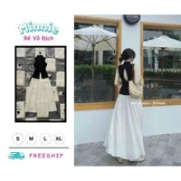 🍀MINNIE🍀 🛍Đầm váy nữ 🛍Set tổng tài áo gân lạnh xẻ tà mix chân váy lụa cực sang