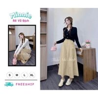 🍀MINNIE🍀 🛍Đầm váy nữ 🛍Set hot Douyin - Set áo tay dài cài nút mix chân váy dài cá tính,Set váy dài phối màu vintage