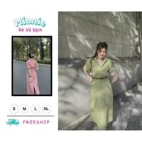 🍀MINNIE🍀 🛍Set váy nữ 🛍Set rời áo cổ sơ mi tay ngắn mix chân váy dáng dài kèm thắt lưng,Set váy kaki cá tính,sang trọ