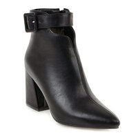 MIOKE Women's Fashion Pointed Toe Ankle Boots High Heel Zipper Western Chelsea Booties Dressy Short Boot
