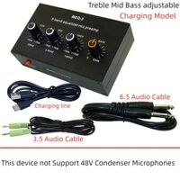 Miq-3 Bộ cân bằng 3 thương hiệu MIC Preamp Thẻ âm thanh trực tiếp Loa ngoài trời Loa micro động Bộ khuếch đại Treble Medium Bass