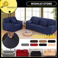 MISHILEI-1/2/3/4 Vỏ Bọc Ghế Sofa Co Giãn Bao Phủ Toàn Bộ Bọc Sofa Màu Trơn Vệ Đệm Ghế Sofa Sợi Sữa Dùng Cho Bốn Mùa