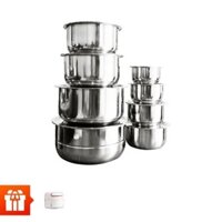 MISHIO-Bộ 5 nồi inox Mishio MK204 có xửng+ 3 Nồi inox+máy xay tỏi mini cầm tay