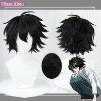 Misscoo l.lawliet cosplay tóc giả anime death note l tóc giả ngắn màu đen chịu nhiệt tóc tổng hợp