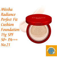 MISSHA Kem Nền Dạng cushion Che Khuyết Điểm Hoàn Hảo 15g spf 50 + pa + + + Đèn Led Hình vanilla Sáng Tạo 21 21,  [Missha] Radiance Perfect Fit Cushion Foundation 15g SPF 50+ PA+++  No. 21 Vanilla Bright Creamy Beige