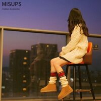 Missips Boot Cover, Dây buộc khởi động bằng cáp ấm áp, Tất dệt kim sọc thời trang dành cho nữ Cô gái