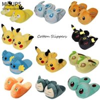 Misups Dép Cotton Ấm Anime Plushie Giày Snorlax Charmander Pikachu Mùa Đông Giày Người Lớn