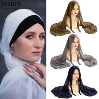 Misups Hijab, Khăn choàng mềm màu trơn, Voan bong bóng chất lượng cao thoáng khí mùa hè trơn quấn cho nữ