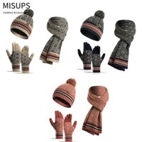 MISUPS Khăn Găng Tay Bộ Nữ Mùa Đông Dệt Kim Mũ Beanie Găng Tay Màn Hình Cảm Ứng
