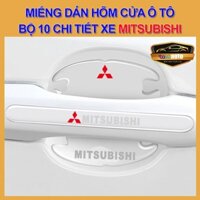 [MITSUBISHI] 10 miếng dán hõm cửa silicon tay nắm ô tô chống trầy xước in logo xe Mitsubishi Xpander, Triton, Pajero
