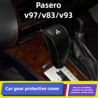 Mitsubishi PAJERO V93 V83 V97 Bánh Răng Tự Động Dịch Chuyển Núm Cần Số Đầu Bánh Răng Vỏ Bảo Vệ Chất Liệu Da Cắt Sợi Carbon