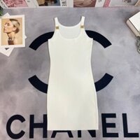 Miu MIU3618 Phong Cách Mới Màu Đen Sling Chữ Đan Đầm Nữ