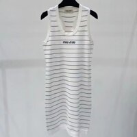 Miu MIU6571 Đầm không tay sọc dáng rộng phong cách mới dành cho nữ