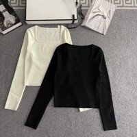 Miu MIU9324 Phong Cách Mới Slim-fit Slimmer Nhìn Ngắn Chữ Áo Len Nữ