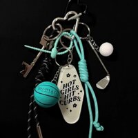 Miu Tie Dây Nhiều Màu Sắc Bện Đính Hạt Móc Chìa Khóa Túi Mặt Dây Chuyền Thể Thao Bóng Rổ Xe Móc Khóa Quà Tặng Cho Người