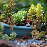 Miulika 2 Chiếc Cổ Tích Bé Gái Tượng Cho Chậu Hoa Nhựa Điêu Khắc Treo Trang Trí