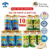 Mix 10Lọ Yến TH Nest Kid Grow & Sakanest Kids IQ 39% Yến khánh hòa 150ml Vitamin D3 K2 Canxi Chất xơ