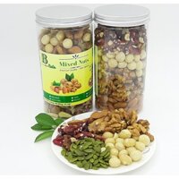 Mix 5 hạt dinh dưỡng 500gr: Óc Chó, Macca, Điều, Hạnh Nhân, Bí Xanh