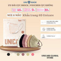 [MIX 6 MÀU] Khẩu trang 6D UNICARE, Khẩu Trang 3 Lớp Kháng Khuẩn, Kháng Bụi, Không Thấm Nước
