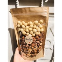 mix hạt 4 loại: hạnh nhân, óc chó, điều rang muối, macca