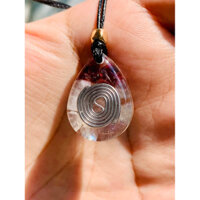 Mix Orgone neckIace (5) - vòng cổ phong thuỷ Orgone đá xà cừ (Labradorite), đá mặt trăng (Moonstone) và đá Garnet