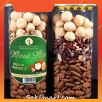 Mixed nuts nhân 3 loại - macca, óc chó đỏ, hạnh nhân 500g Cam kết chính hãng 100%