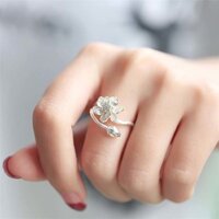 Miyan S925 Bạc Cổ Nguyên Bản Hoa Sen Handmade Nhẫn Mở Nhẫn Tươi Đơn Giản Hoa Nhẫn Bạc