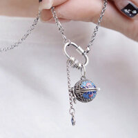 Miyanling Xanh Rỗng Móc Bóng Mặt Dây Chuyền Nữ Retro Mạ Bạc Vòng Cổ Di Động Đeo Không Cháy Khuếch Tán Mặt Dây Chuyền Thiết Kế Niche