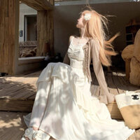 [Mizia] Váy dài cardigan kiểu lá sen Pháp cho cô gái dịu dàng mix váy hai dây maxi cho nữ