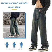 M.J.M Quần jean nam thời trang Quần jean nam Quần jean đường phố cao cấp Mỹ Quần jean xanh Mỹ cổ điển Rất hợp thời trang cao cấp