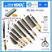 MK003 [ Được Xem Hàng ] Bộ dao 14 món chặt cây - chặt xương - chặt gà - dao thái thịt