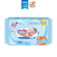 [MKB Gift] Khăn ướt Bobby không mùi 80 miếng (Xanh)
