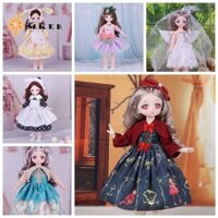 Mkeb 1 / 6 Búp bê Bjd, Búp bê mắt hồng phong cách công chúa 30cm có quần áo, Bộ búp bê trang điểm với quần áo Thời trang Nhựa 3D Mô phỏng bản lề búp bê Đồ chơi bé gái