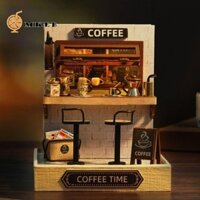Mkeb DIY Nhà búp bê thu nhỏ, Mô hình cửa hàng cà phê Nhà búp bê Mini thủ công bằng gỗ, Đồ chơi phòng làm đồ chơi phòng thu nhỏ DIY Đồ chơi nhà nhỏ DIY Sinh nhật