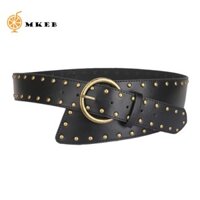 Mkeb Wide Cummerbunds, Dây đeo thắt lưng kim loại có thể điều chỉnh, Punk Y2K Da PU Bông tai Kẹp eo Corset