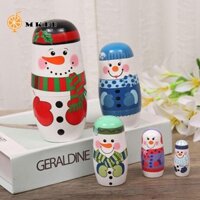 Mkeb Xmas Matryoshka Doll, 5 Cái / bộ Gỗ Người Tuyết Búp Bê Nga, Dễ Thương An Toàn Thủ Công Mịn Gỗ Xếp Chồng Búp Bê Xmas